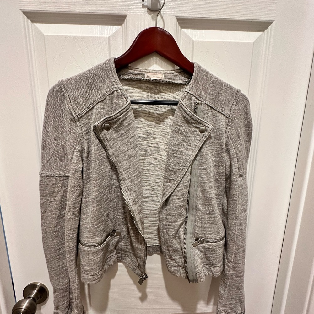 Gap moto jacket in 100% cotton - gray color in size XS Petite